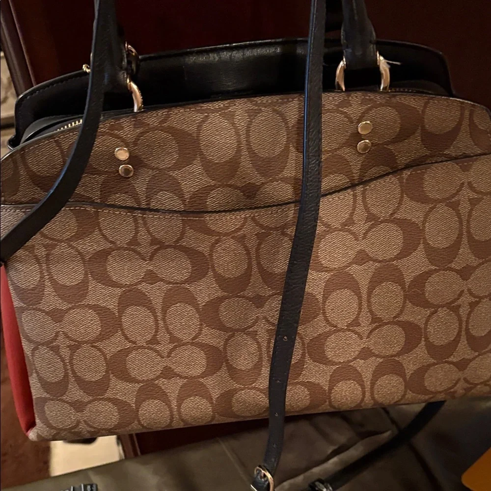 Coach Lilly Carry all Brown and Rust Signature Satchel L2123-9106